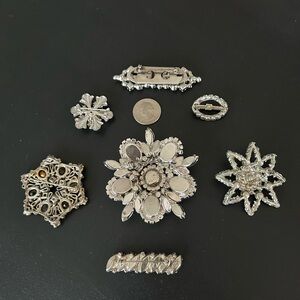 Vintage Silver Floral Brooch Collection